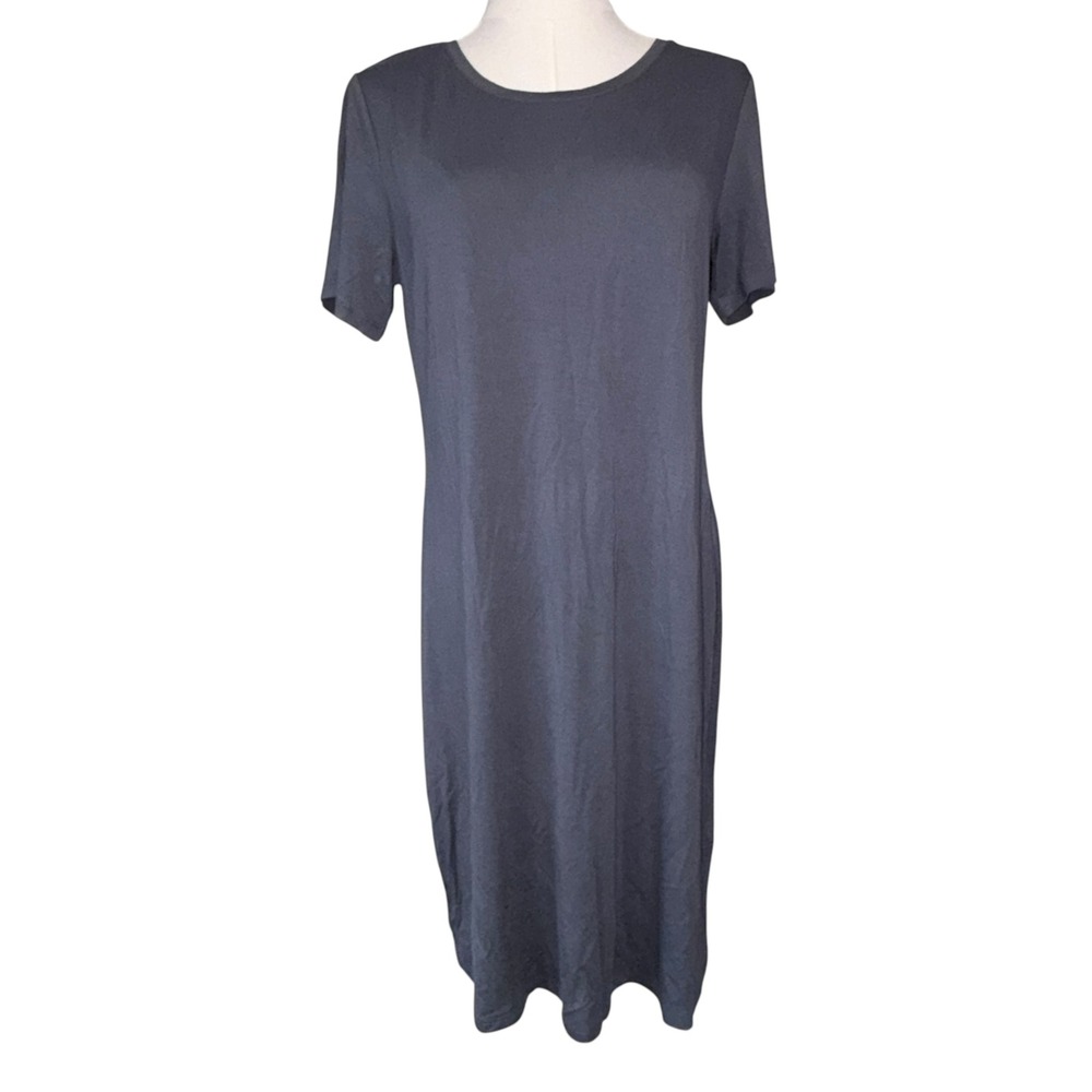 Daily Ritual T-Shirt Dress Womens Casual Midi Med Charcoal Gray Comfort